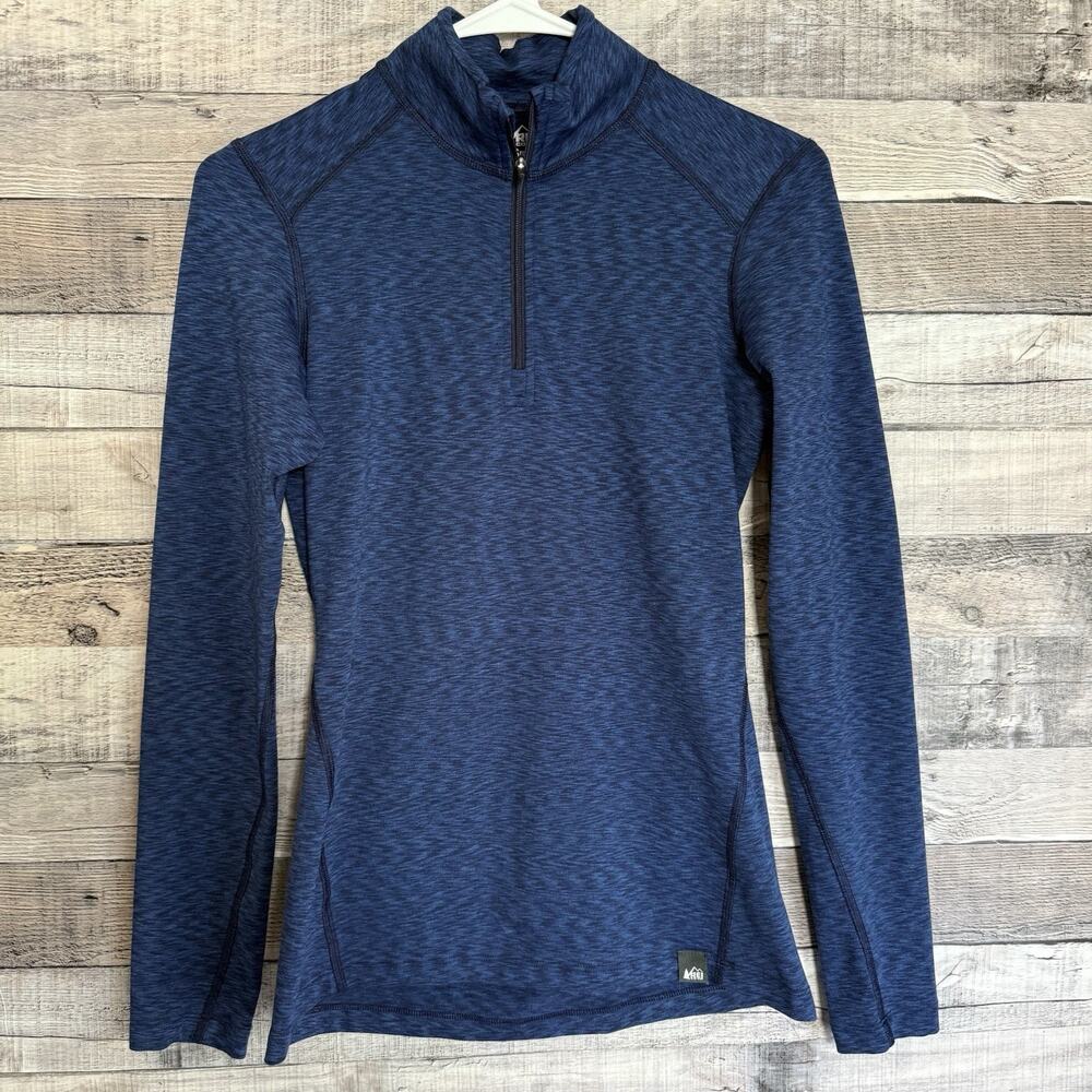 REI Co-op Womens Pullover Activewear Layering 1/4 zip Top Navy Blue XS
